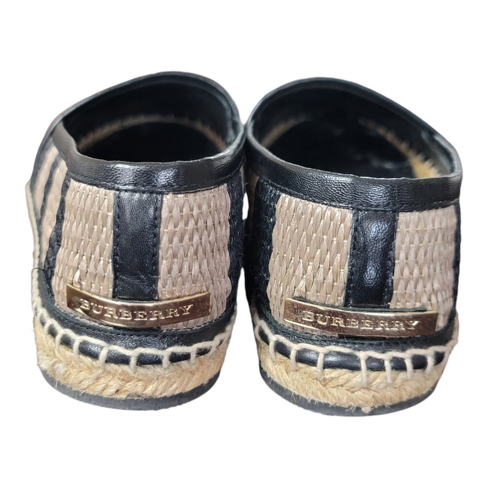 Burberry w/COA Hodgeson Women's Straw Stripped Espadrilles Slip On Flats - Picture 4 of 10